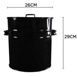 Ketobarrow Black Ash Bin Bucket With Flat Lid & Handles For Fireplaces Fire Pits Wood Coal Burning Stove Metal Charcoal Box - thumbnail 5