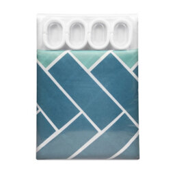 Neel Blue Geometric Blue & White Polyester Shower Curtain, Water-Resistant Bathroom Curtain With 12 Hooks - 180X200Cm - thumbnail 2