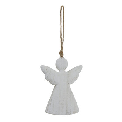 Hill Interiors White Washed Angel Christmas Hanging Decoration White (One Size) - image 1