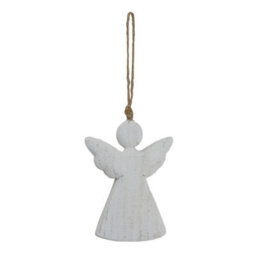 Hill Interiors White Washed Angel Christmas Hanging Decoration White (One Size) - thumbnail 1