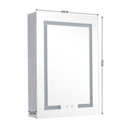 Living And Home 1-Door Led Illuminated Anti Fog Mirrored Bathroom Cabinet With Touch Sensor Shaver Socket 60X45Cm - thumbnail 3