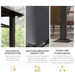 Outsunny 3X3(M) Outdoor Patio Gazebo Pavilion Canopy Tent Steel Frame Grey - thumbnail 5