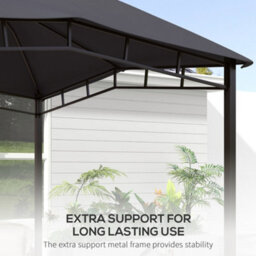 Outsunny 3X3(M) Outdoor Patio Gazebo Pavilion Canopy Tent Steel Frame Grey - thumbnail 6