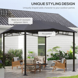Outsunny 3X3(M) Outdoor Patio Gazebo Pavilion Canopy Tent Steel Frame Grey - thumbnail 4