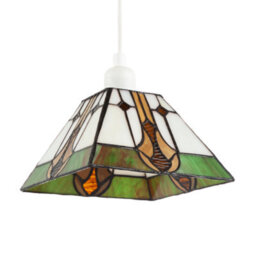 Happy Homewares Designer Art Denergy Savingtiffany Glass Pendant Light Shade In Green And Amber