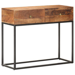 Berkfield Industrial Console Table 90X35X75 Cm Rough Acacia Wood - thumbnail 9
