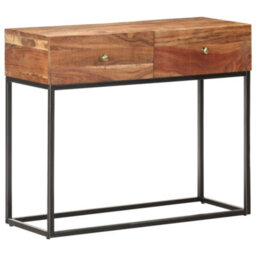 Berkfield Industrial Console Table 90X35X75 Cm Rough Acacia Wood - thumbnail 2
