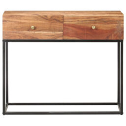 Berkfield Industrial Console Table 90X35X75 Cm Rough Acacia Wood - thumbnail 3