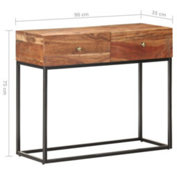 Berkfield Industrial Console Table 90X35X75 Cm Rough Acacia Wood - thumbnail 6