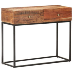 Berkfield Industrial Console Table 90X35X75 Cm Rough Acacia Wood - thumbnail 7