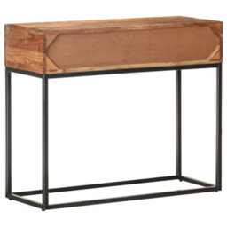 Berkfield Industrial Console Table 90X35X75 Cm Rough Acacia Wood - thumbnail 4