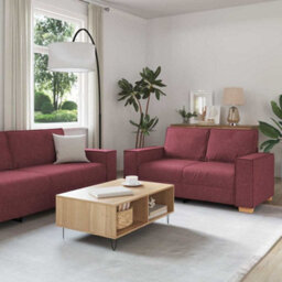 Vidaxl Sofa Set With Cushion 3 Pcs Wine Red 220 X 78 X 84 Cm Fabric - thumbnail 1