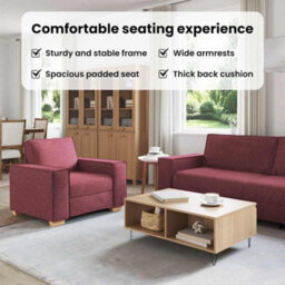 Vidaxl Sofa Set With Cushion 3 Pcs Wine Red 220 X 78 X 84 Cm Fabric - thumbnail 8