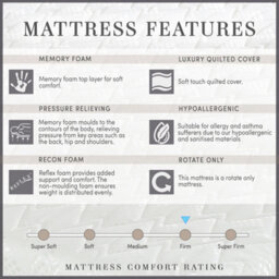 "Rest Relax 4Ft Small Double Memory Foam Mattress, Visco Therapy Essentials, Everyday Pressure Relief & Support, Medium-Firm, 16Cm / 6"" Deep" - thumbnail 3
