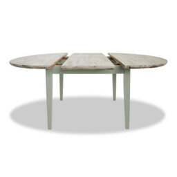 Statement Furniture Florence Round Oval Extendable Kitchen Dining Table In Sage Green - thumbnail 2