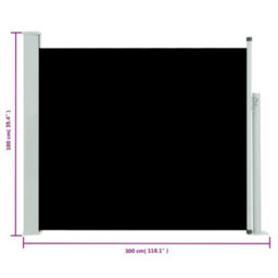 Walplus Patio Retractable Side Awning Garden Sun Shade Canopy Gazebo For Back Door, Porch, Patio 100X300 Cm Black - thumbnail 8
