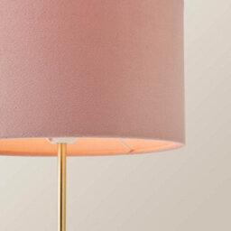 Valuelights Charles Gold Table Lamp With Blush Velvet Shade And Bulb - thumbnail 3