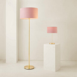 Valuelights Charles Gold Table Lamp With Blush Velvet Shade And Bulb - thumbnail 7