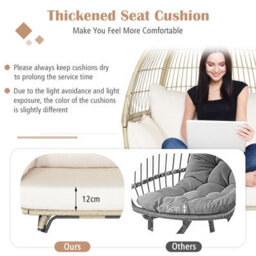 Costway Rattan Egg Chair Oversized Lounger Indoor Outdoor Wicker Chair With 4 Cushions - thumbnail 5