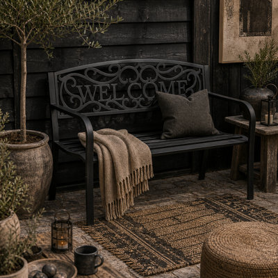 Wyld Haus Rolare 126Cm Steel Black Outdoor Garden Bench Two-Seater With Gliding Option - image 1