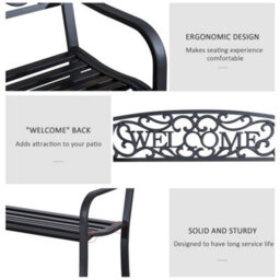 Wyld Haus Rolare 126Cm Steel Black Outdoor Garden Bench Two-Seater With Gliding Option - thumbnail 6