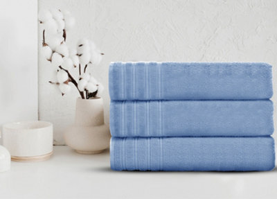 Velosso Everyday 100% Cotton Towels Absorant And Soft Durable Everyday Towels Blue - Bath Sheet