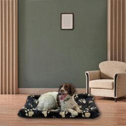 Actiaspet L 36Inch Pawprint Pet Bed Black/tan - thumbnail 4