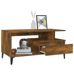 Berkfield Industrial Coffee Table Smoked Oak 90X49X45 Cm Engineered Wood - thumbnail 4