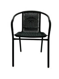 Black Rattan Balcony Set Square Glass Table & 2 Rattan Chairs Be Furniture - thumbnail 4