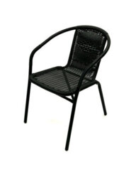 Black Rattan Balcony Set Square Glass Table & 2 Rattan Chairs Be Furniture - thumbnail 3