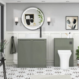 Royal Bathrooms Royal Bathroom Elmore 800mm Matt Green Freestanding Bathroom Vanity Unit 2 Door With Plain White Worktop & No Basin - thumbnail 5