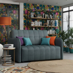 Viva Grand Ii Upholstered Sofa Bed With Wooden Legs Wooden Frame Bed Storage Freestanding Back 85X125X98Cm Dark Grey - thumbnail 2