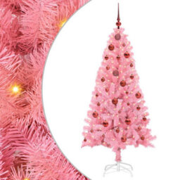 Vidaxl Christmas Tree With 150 Leds With Stand Pink 150 Cm Pvc - thumbnail 2
