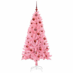 Vidaxl Christmas Tree With 150 Leds With Stand Pink 150 Cm Pvc - thumbnail 4