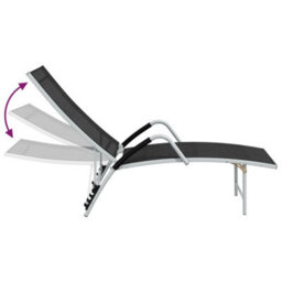 Berkfield Sun Lounger Textilene And Aluminium Black - thumbnail 6