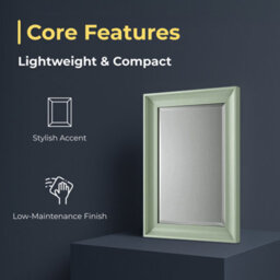 Ibathuk Revix Melbourne Garden Sage Framed Mirror, Wall Hung Bevelled Mirror For Modern Bathroom Interiors, Bathroom Wall Mirror - thumbnail 2