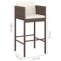 Vidaxl Bar Stools 4 Pcs With Cushions Brown Poly Rattan - thumbnail 7