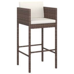 Vidaxl Bar Stools 4 Pcs With Cushions Brown Poly Rattan - thumbnail 3