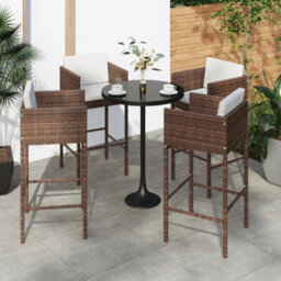 Vidaxl Bar Stools 4 Pcs With Cushions Brown Poly Rattan