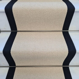RainbowHome Angel Cream Stair Runner With 100% Cotton Black Border 50 650 - thumbnail 2