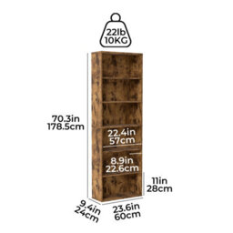 Levede 6 Tier Wooden Bookcase Storage Shelf Display Organizer Unit - thumbnail 9