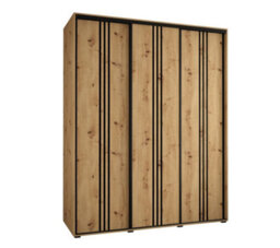 Arte Cannes Vi Sliding Door Wardrobe In Oak Artisan - Premium Laminated Board - Pvc-Finished Edges - W200Cm X H205Cm X D60Cm