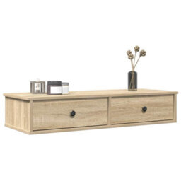 Berkfield Durable Wall Shelf With Drawers Sonoma Oak 100X37.5X19 Cm Engineered Wood - thumbnail 2