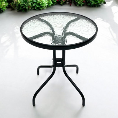Round Glass Garden Table 60Cm Diameter, Glass Patio Table, Balcony Table Be Furniture - image 1
