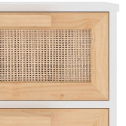 Berkfield Sideboard White 40X30X90 Cm Solid Wood Pine And Natural Rattan - thumbnail 7
