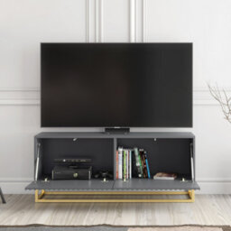 Creative Furniture Ripple Tv Unit 100Cm - Dark Grey With Fluted Doors - thumbnail 2