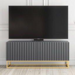 Creative Furniture Ripple Tv Unit 100Cm - Dark Grey With Fluted Doors