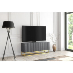 Creative Furniture Ripple Tv Unit 100Cm - Dark Grey With Fluted Doors - thumbnail 6