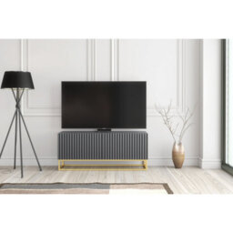 Creative Furniture Ripple Tv Unit 100Cm - Dark Grey With Fluted Doors - thumbnail 3
