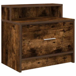 Berkfield Bedside Cabinet With Drawer Smoked Oak 51X31X47 Cm - thumbnail 2